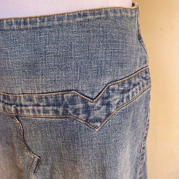 CUSTOM DENIM MAXI SKIRT Hand Made in South Africa Painted Woven Tribal Fabric 5 - Picture 9 of 12